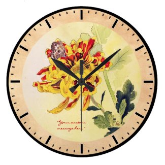 Classic vintage ukiyo-e chrysanthemum butterfly wall clocks