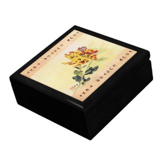 Classic vintage ukiyo-e chrysanthemum butterfly keepsake box
