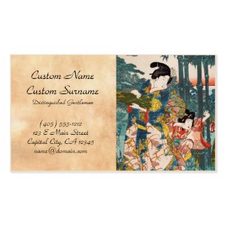 Classic vintage ukiyo-e geisha and child Utagawa Business Card Template