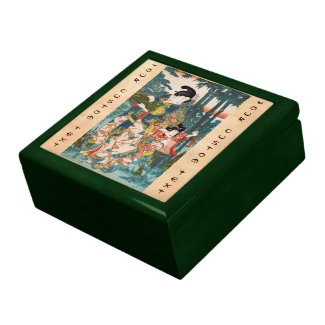 Classic vintage ukiyo-e geisha and child Utagawa Trinket Boxes