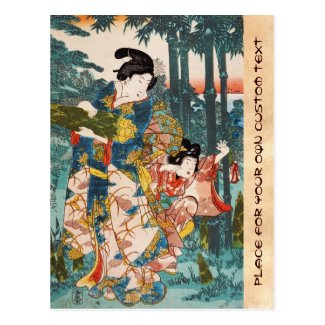 Classic vintage ukiyo-e geisha and child Utagawa Postcard