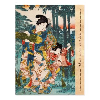 Classic vintage ukiyo-e geisha and child Utagawa Post Card