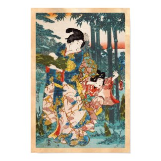 Classic vintage ukiyo-e geisha and child Utagawa Poster