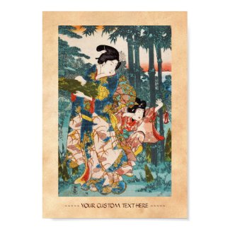 Classic vintage ukiyo-e geisha and child Utagawa Print