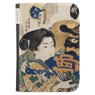 Classic vintage ukiyo-e geisha with fan Utagawa Kindle Keyboard Covers