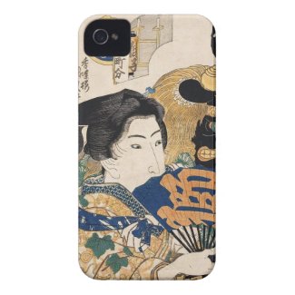 Classic vintage ukiyo-e geisha with fan Utagawa iPhone 4 Case
