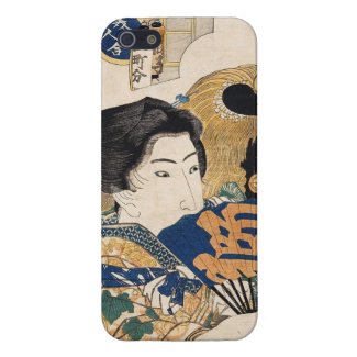 Classic vintage ukiyo-e geisha with fan Utagawa iPhone 5 Case