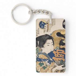 Classic vintage ukiyo-e geisha with fan Utagawa Acrylic Keychain