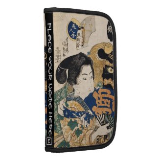 Classic vintage ukiyo-e geisha with fan Utagawa Folio Planners