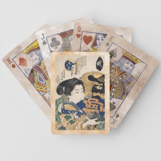 Classic vintage ukiyo-e geisha with fan Utagawa Poker Deck