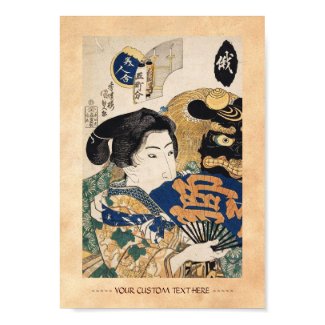 Classic vintage ukiyo-e geisha with fan Utagawa Poster