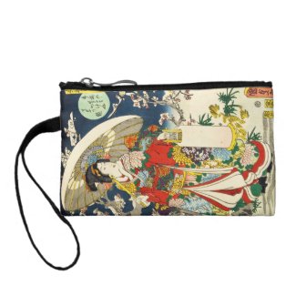 Classic vintage ukiyo-e geisha with umbrella coin purses