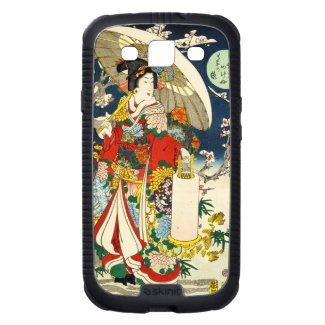 Classic vintage ukiyo-e geisha with umbrella galaxy SIII cases