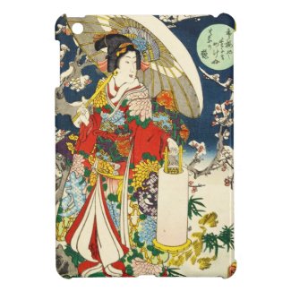Classic vintage ukiyo-e geisha with umbrella iPad mini covers