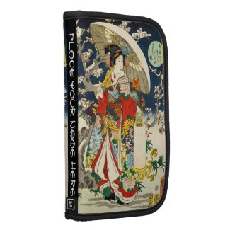 Classic vintage ukiyo-e geisha with umbrella folio planner