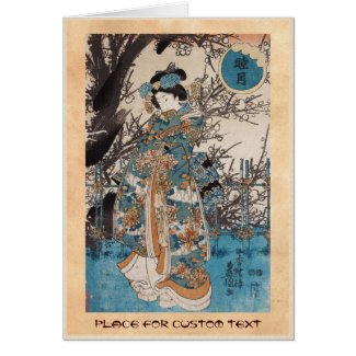 Classic vintage ukiyo-e japanese geisha portrait card