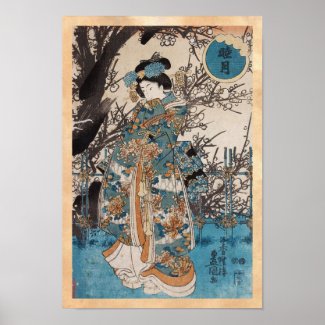 Classic vintage ukiyo-e japanese geisha portrait posters