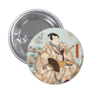 Classic vintage ukiyo-e japanese samurai Utagawa Buttons