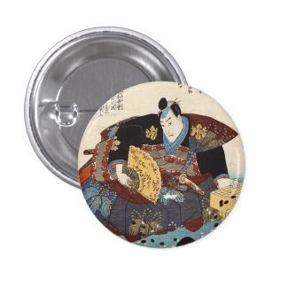 Classic vintage ukiyo-e japanese samurai Utagawa Pinback Button