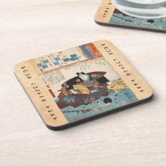 Classic vintage ukiyo-e japanese samurai Utagawa Beverage Coasters