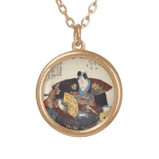 Classic vintage ukiyo-e japanese samurai Utagawa Custom Jewelry