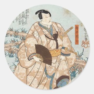 Classic vintage ukiyo-e japanese samurai Utagawa Round Stickers