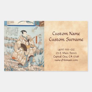 Classic vintage ukiyo-e japanese samurai Utagawa Rectangular Stickers