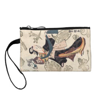 Classic vintage ukiyo-e japanese woman and puppet coin purses