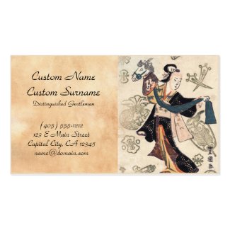 Classic vintage ukiyo-e japanese woman and puppet business card templates