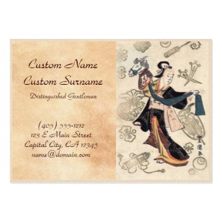 Classic vintage ukiyo-e japanese woman and puppet business cards
