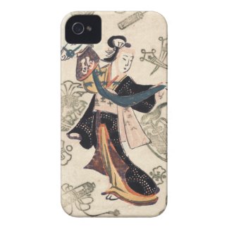 Classic vintage ukiyo-e japanese woman and puppet Case-Mate iPhone 4 case