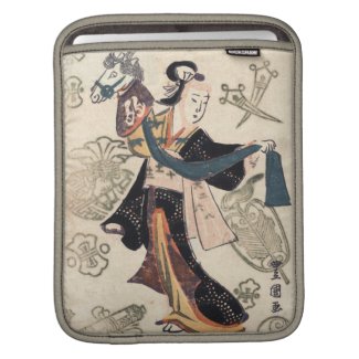 Classic vintage ukiyo-e japanese woman and puppet sleeve for iPads