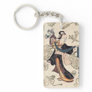 Classic vintage ukiyo-e japanese woman and puppet acrylic keychains