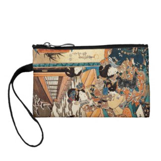 Classic vintage ukiyo-e three geishas Utagawa art Change Purses