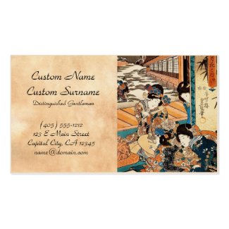 Classic vintage ukiyo-e three geishas Utagawa art Business Cards