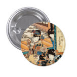 Classic vintage ukiyo-e three geishas Utagawa art buttons