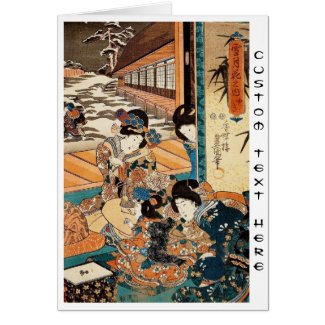Classic vintage ukiyo-e three geishas Utagawa art Card
