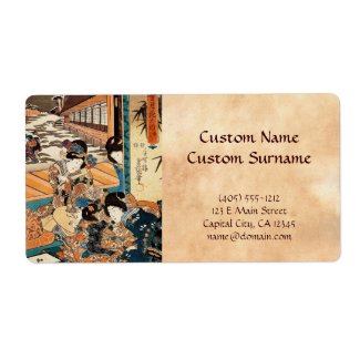 Classic vintage ukiyo-e three geishas Utagawa art Custom Shipping Labels