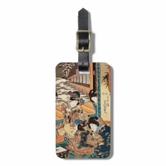 Classic vintage ukiyo-e three geishas Utagawa art Travel Bag Tag