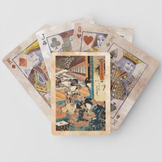 Classic vintage ukiyo-e three geishas Utagawa art Deck Of Cards
