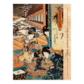 Classic vintage ukiyo-e three geishas Utagawa art Post Cards