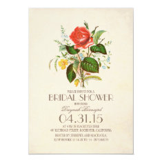   classic vintage watercolor flower bridal shower 5x7 paper invitation card