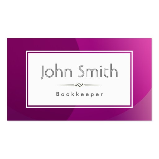 Classic Violet Background Bookkeeper Business Card (front side)