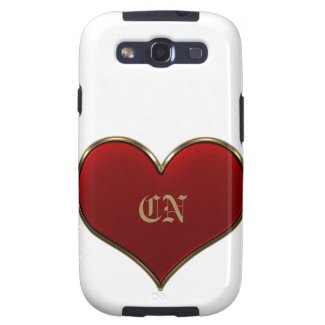 Classic Vivid Red Heart with Gold Metallic Border Galaxy SIII Cover