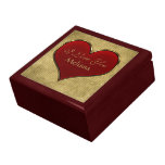Classic Vivid Red Heart with Gold Metallic Border Jewelry Box