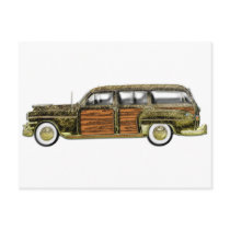 Classic Woody Station wagon Postcard