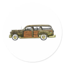 Classic Woody Station wagon Round Sticker