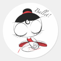 Classical ballerina posing round sticker
