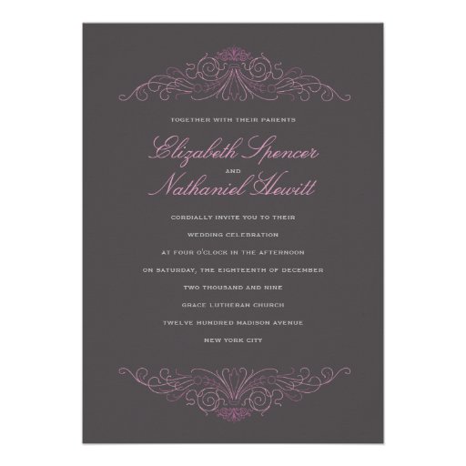 Classical Elegance Wedding Invitation Pink & Grey