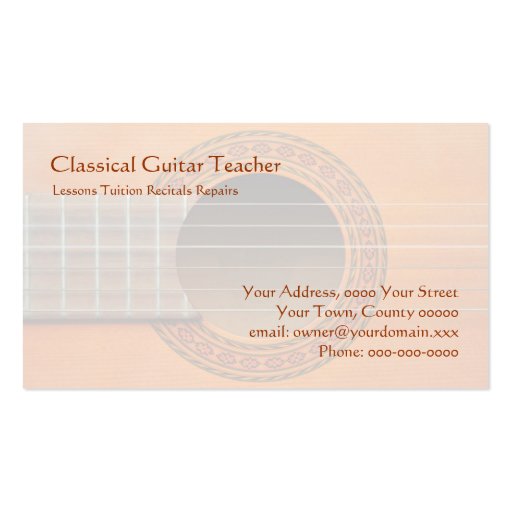 Classical Guitar business card (back side)